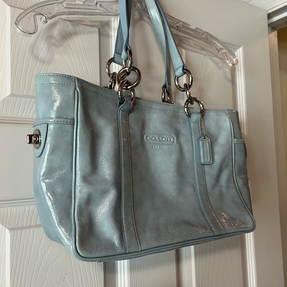 Vintage Coach blue zipper top w/ silver hardware